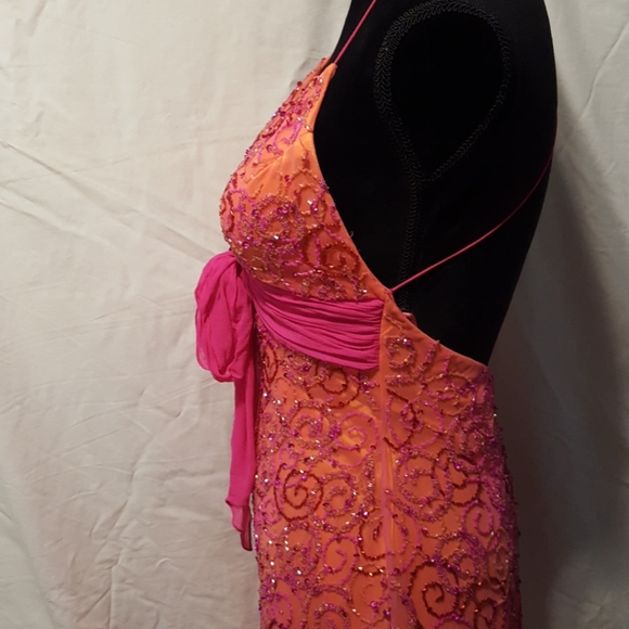 Scala size X-Small Orange & Fushia formal Gown - Picture 6 of 7